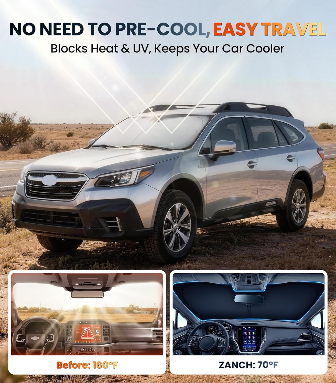 Thumbnail 1 de Zanch Custom Windshield Sun Shade for Subaru Outback (2020-2026) – 1:1 Fit, 7-Layer Heat & UV Block