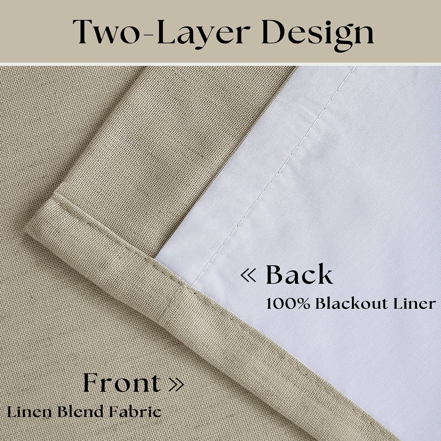 Detalle 2 de Greyish Beige Pinch Pleated Linen Blackout Curtains 96