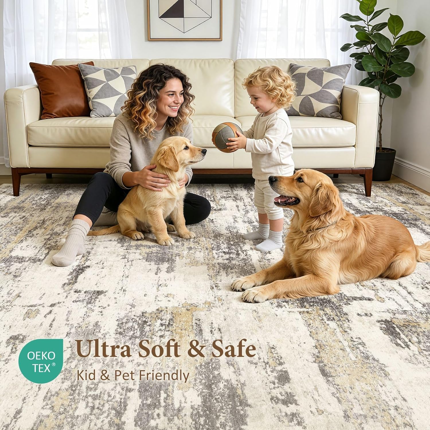 Thumbnail 6 de 8x10 Washable Abstract Area Rug