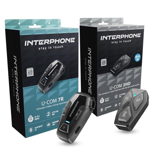 Interphone U-COM 7R et 3HD, pack 2 intercoms moto Bluetooth 5.1 📞