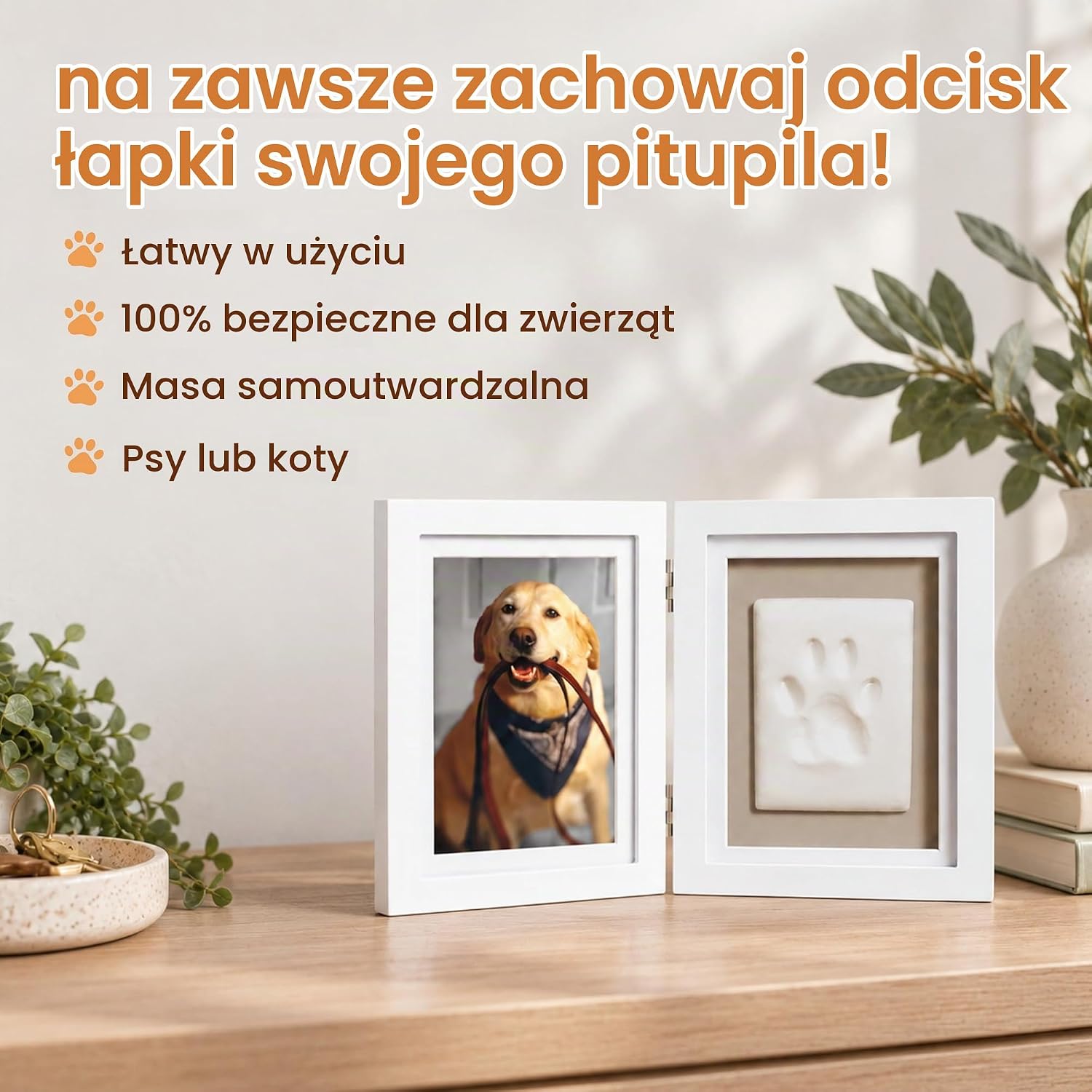 Thumbnail 5 de Pearhead 83016 – biała ramka na zdjęcie i odcisk łapy z gliną