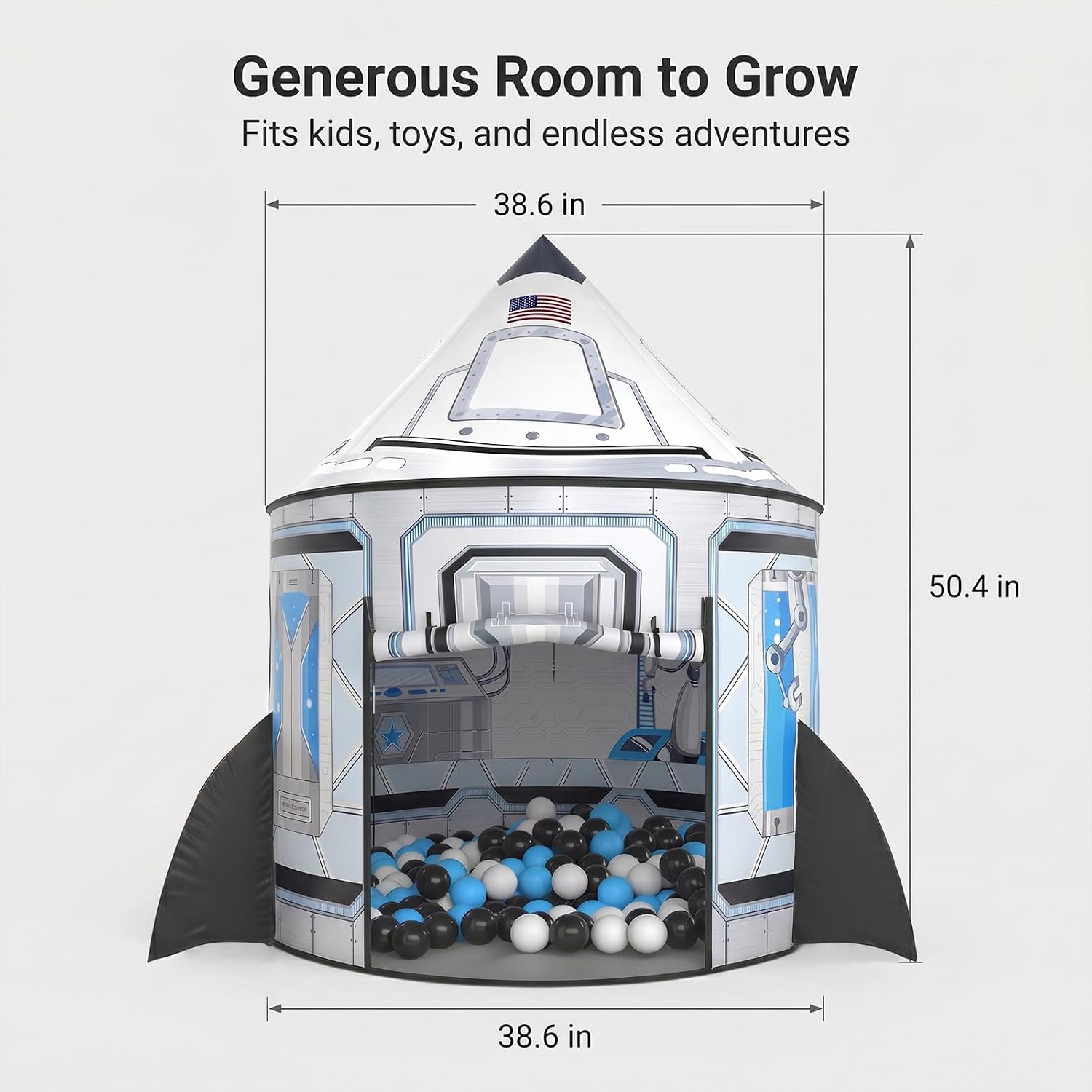 Thumbnail 2 de PigPigPen Rocket Ship Tent for Kids: Indoor/Outdoor Space Playhouse