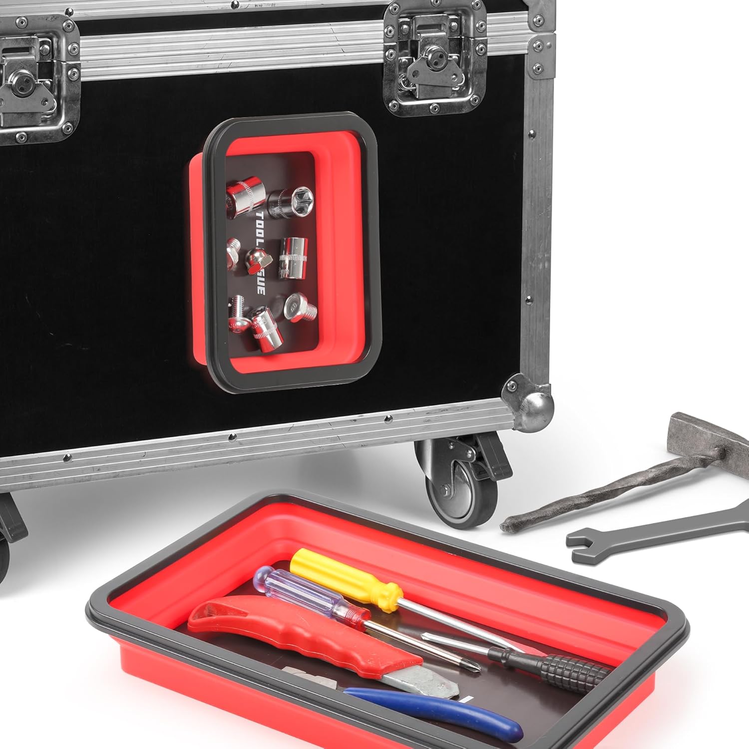 Detalle de TOOLEAGUE 3Pcs Collapsible Magnetic Parts Tray Set with 15Lb Magnetic Pickup Pen