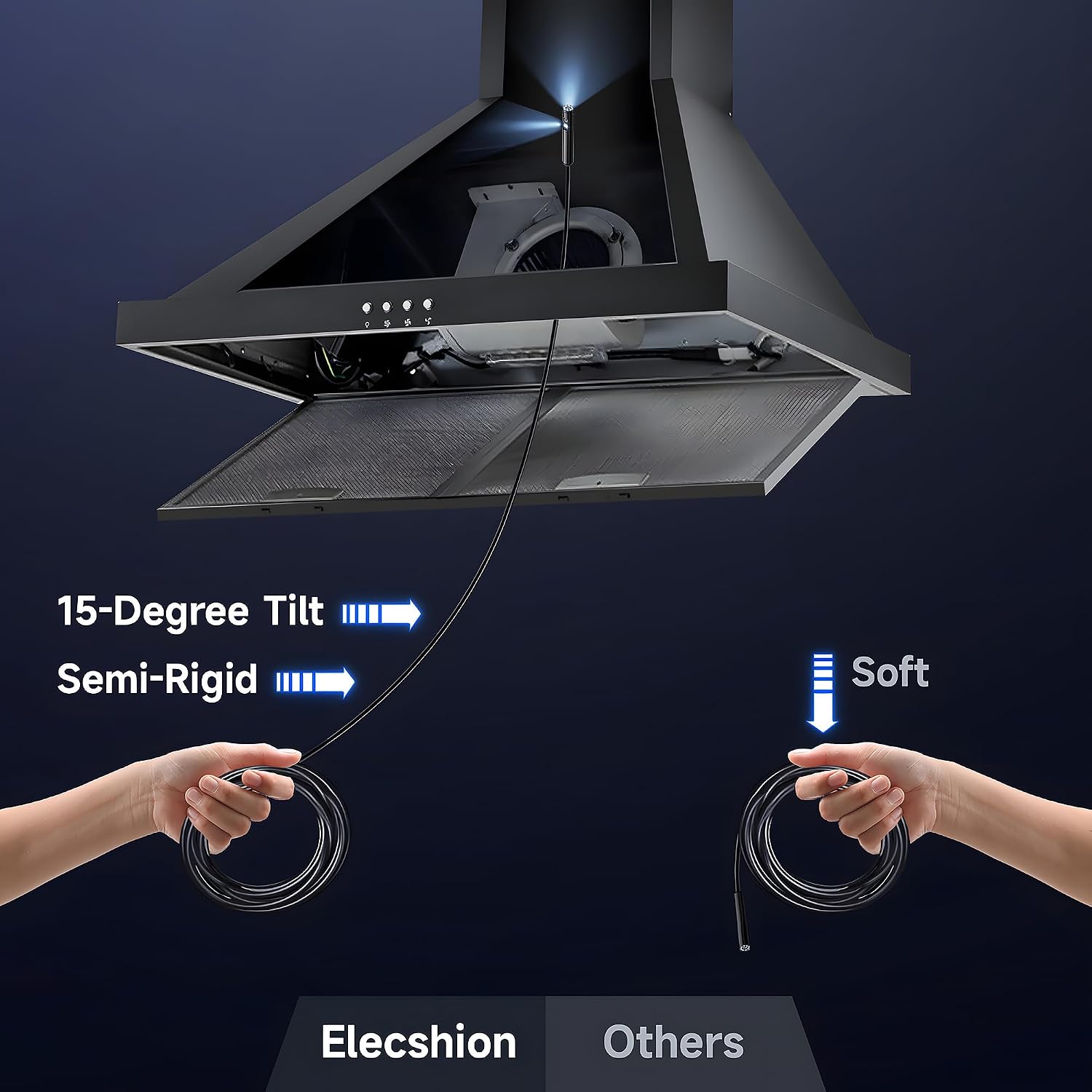 Detalle de Elecshion Dual-Lens Endoscope Camera, 1920P, 16.5FT Semi-Rigid Cable