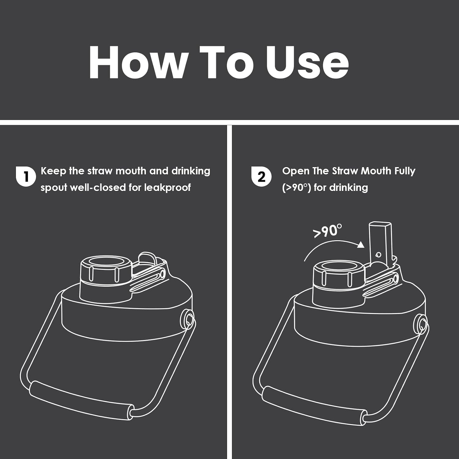 Thumbnail 4 de Bottle Bottle 2L Insulated Water Bottle (Half Gallon) with Straw, Dual-use Lid and Handle – Vacuum Stainless Steel Jug