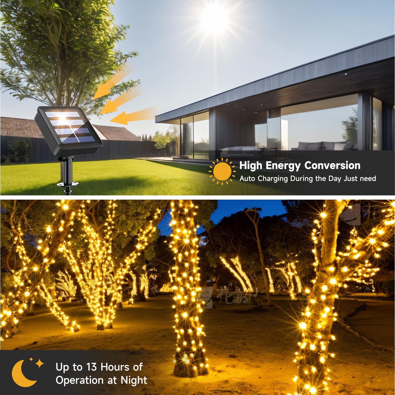 Detalle 1 de Solar string lights 66ft, 200 LEDs