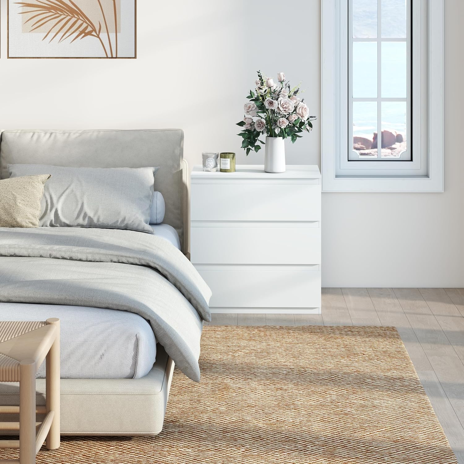 Detalle 2 de Liink1Ga LIKE-75-WH commode met 3 laden, wit en 70 cm breed