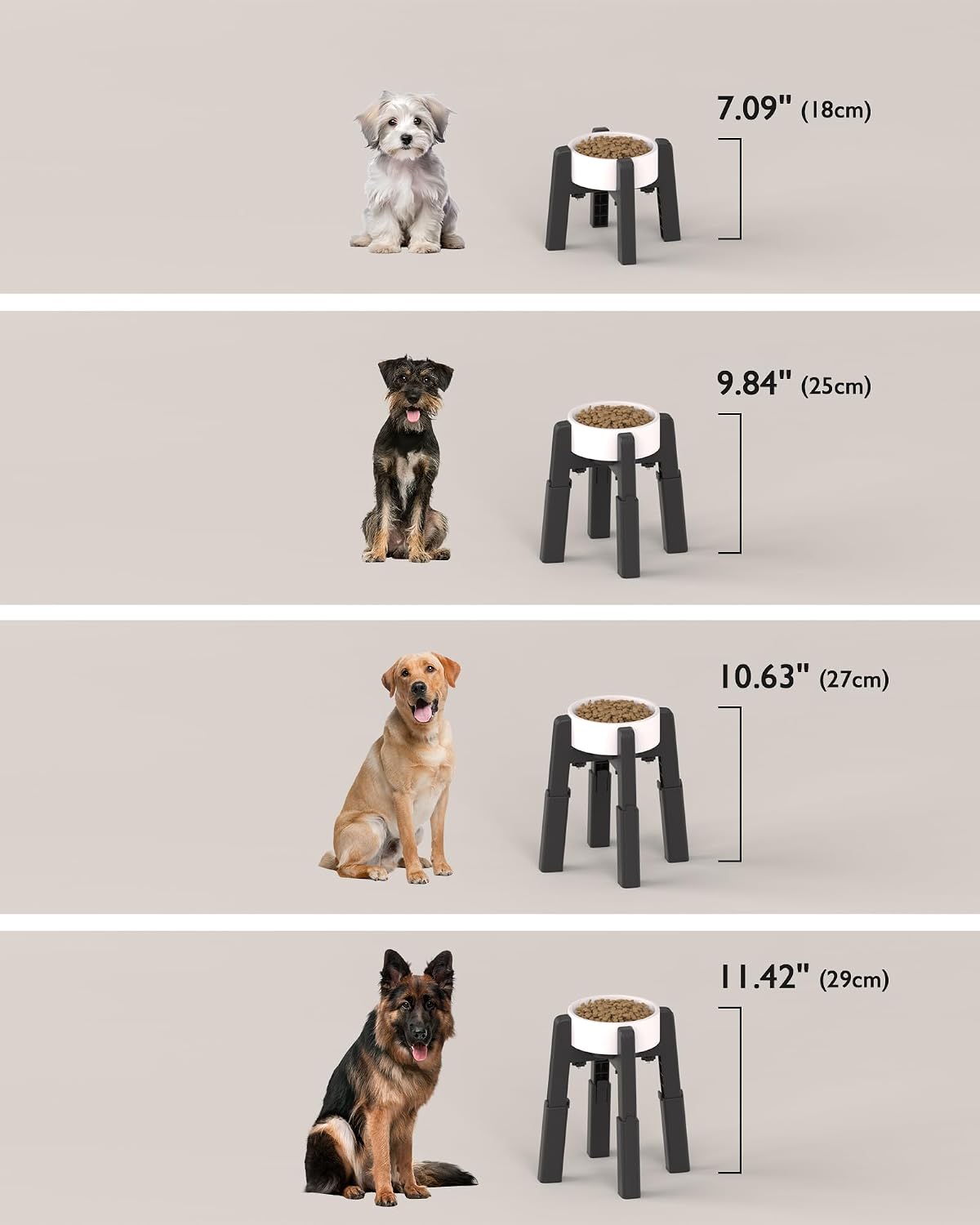 Detalle de JUNSPOW Hundenapfständer 5,1–9,4 Zoll