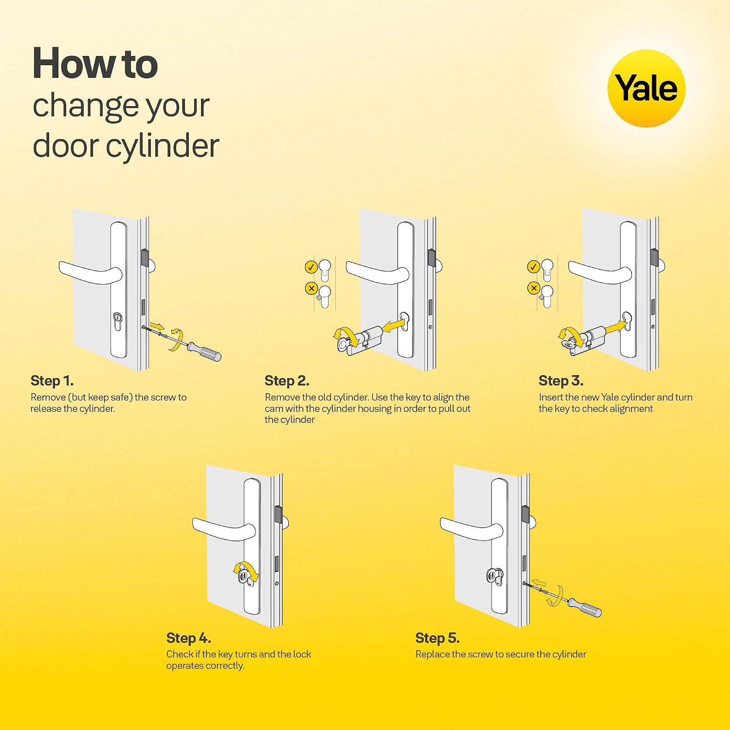 Thumbnail 3 de Cylindre de serrure débrayable Yale YC1000+ 30x50 mm – 6 goupilles, nickel satiné