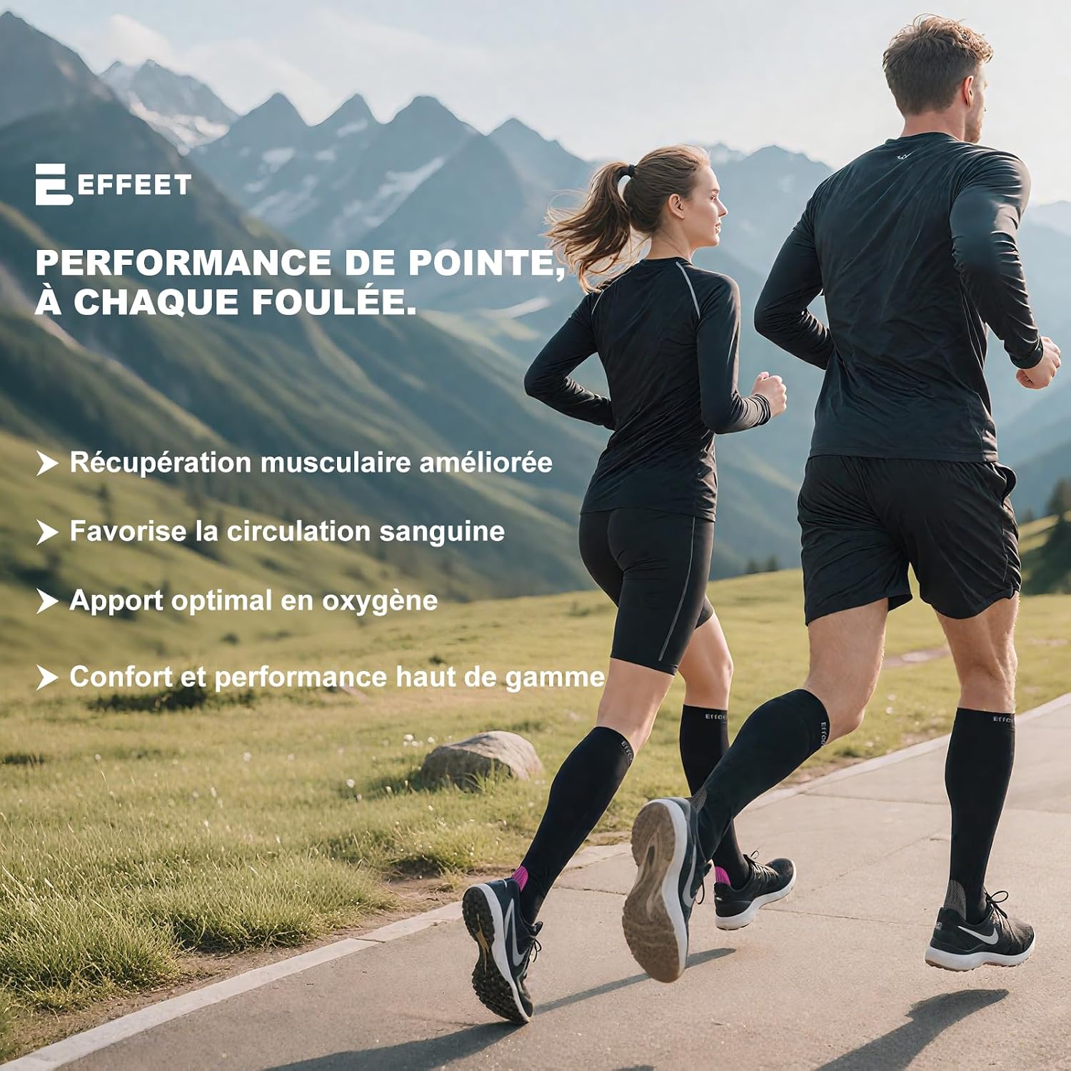 Thumbnail 1 de Effeet Bas de Contention Femme et Homme – Chaussettes rembourrées 2 paires, compression pour sport, voyage et travail