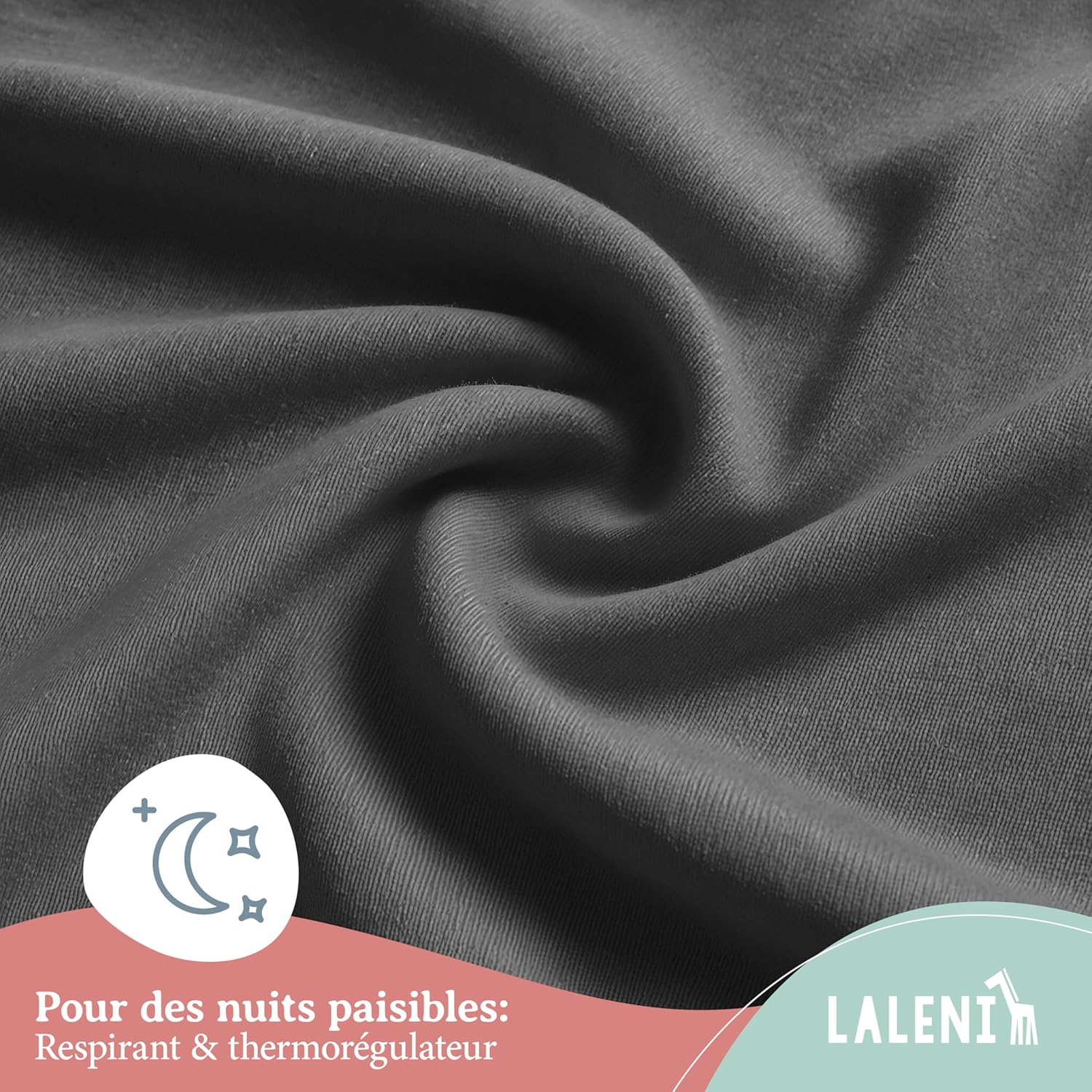 Thumbnail 4 de Laleni Basic Drap-housse bébé 50x89 cm en 100% coton respirant, lot de 1 – anthracite, certifié Oeko-TEX 100