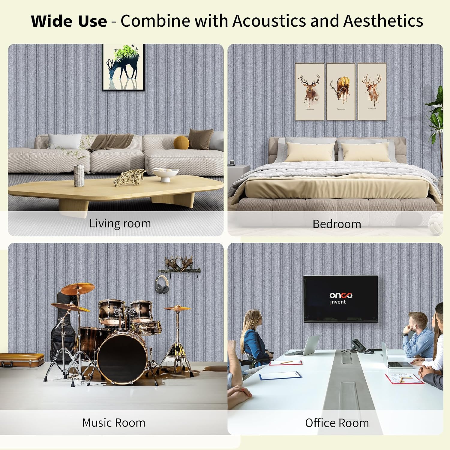Thumbnail 4 de AUTORIFIC AR-GYB-5/10Pack Acoustic Panels, 5-Pack, Silver Gray, 0.95 NRC