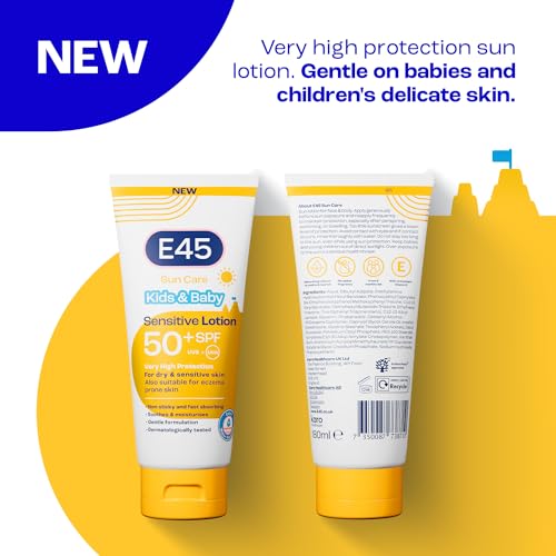 Detalle 2 de E45 Kids & Baby Sun Lotion SPF 50+ for Sensitive Skin – Gentle UVA/UVB Protection with Avocado Oil