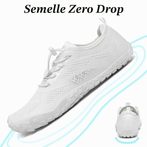 Detalle de SAGUARO Chaussures de Trail Minimalistes — Barefoot & Zero Drop, Blanc, 46 EU