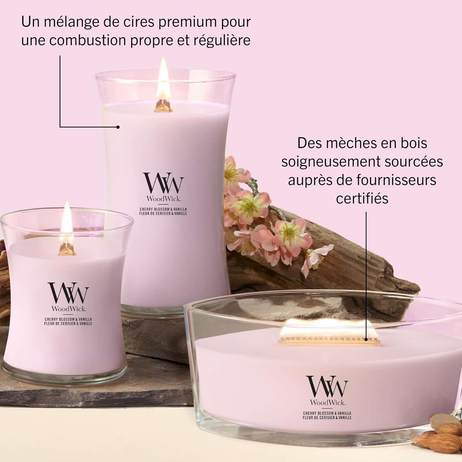 Thumbnail 6 de WoodWick Bougie Moyenne Fleur de Cerisier & Vanille – Cadeau élégant pour femme
