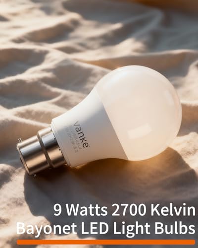 Detalle 2 de Vanke Bayonet 9W LED Bulbs (60W Equivalent) – 2700K Warm White, Pack of 6