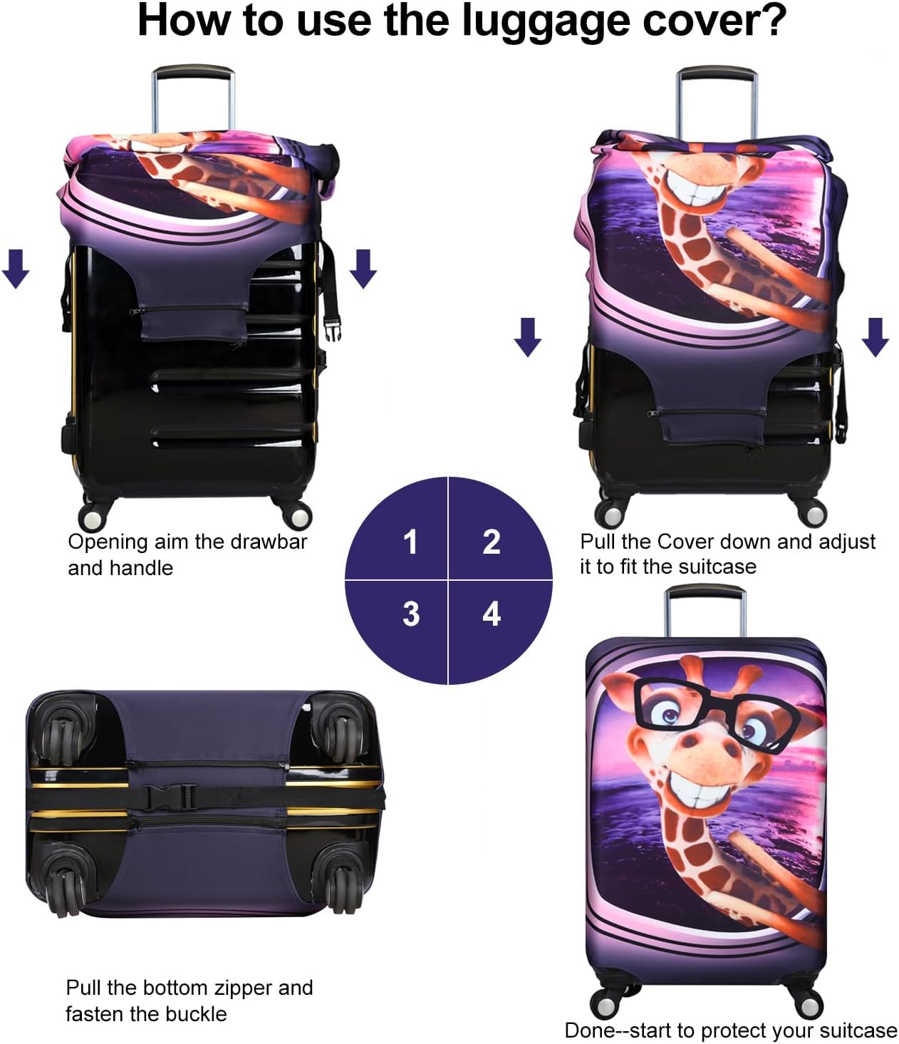 Detalle de 7-Mi Black Suitcase Protective Trolley Case Cover (18"-30")