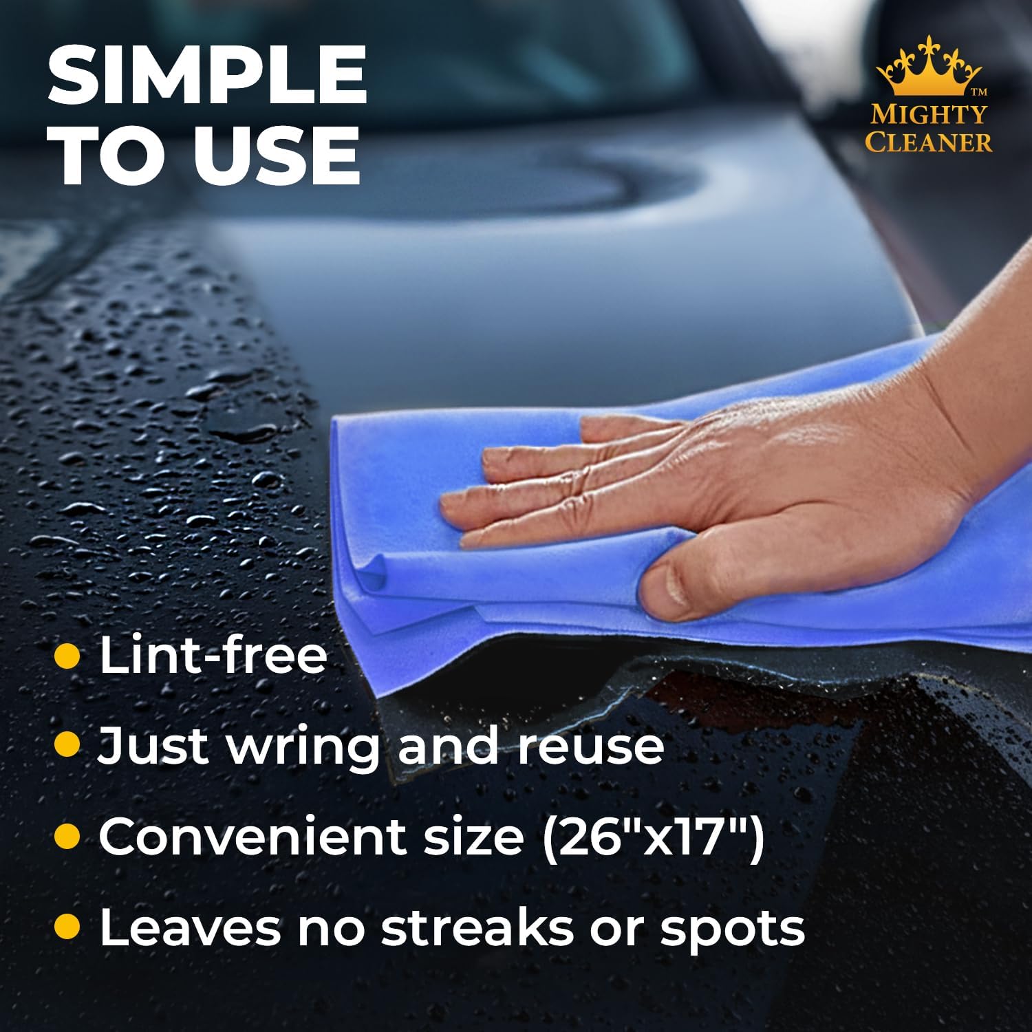 Detalle de Mighty Cleaner Premium 2pk + 1 Free Shammy Cloth for Car Drying (26 x 17 in)