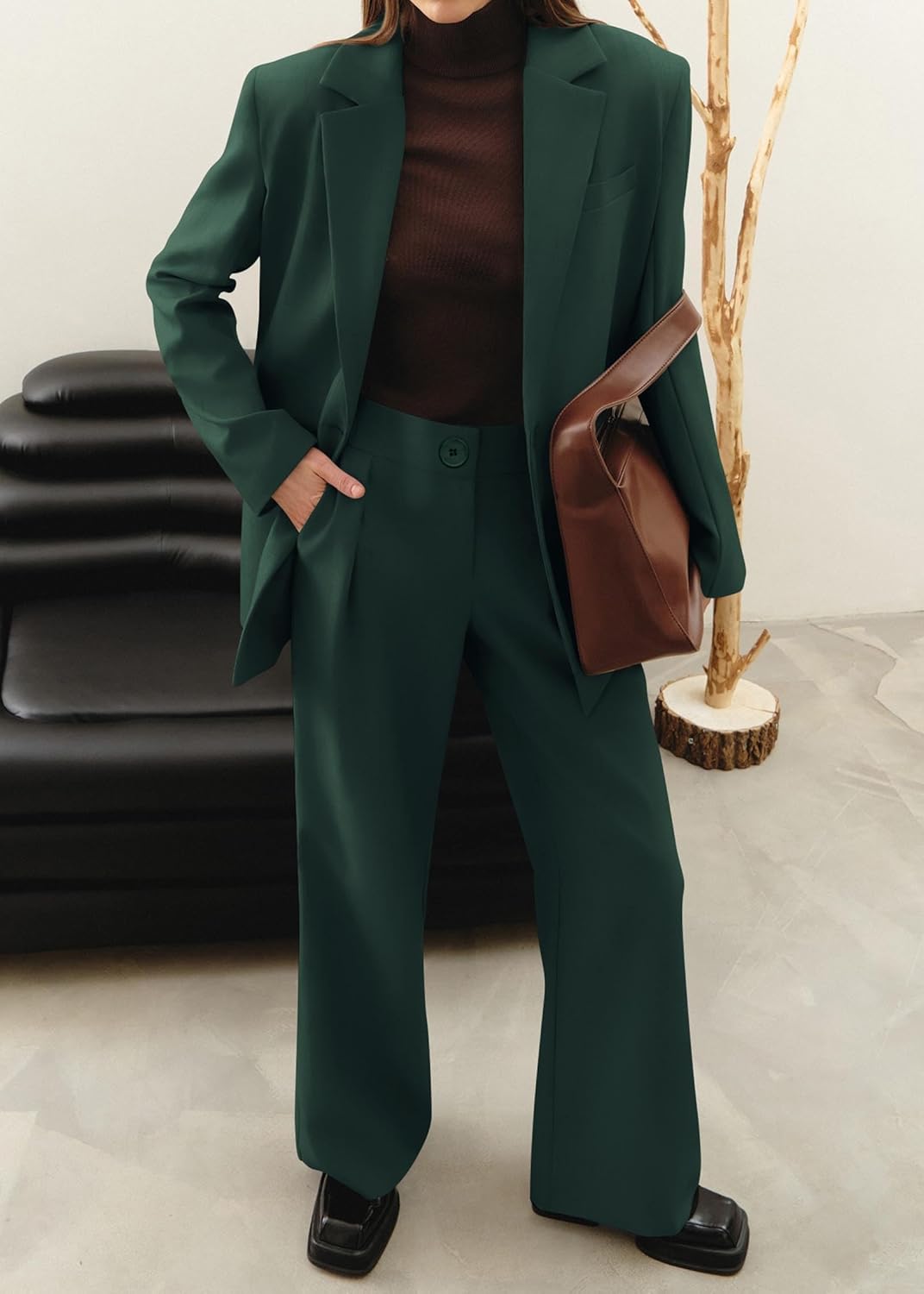 Thumbnail 4 de KIRUNDO Women Suits 2 Piece Set: Oversized Blazer + Wide Leg Pants for Business Casual