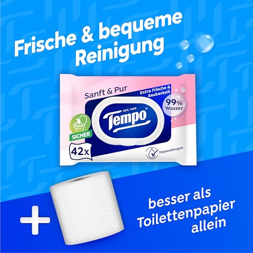 Thumbnail 7 de Tempo Feuchte Toilettentücher "Sanft & Pur" Megapack – 16x 42 Tücher, dermatologisch getestet, pH-hautneutral