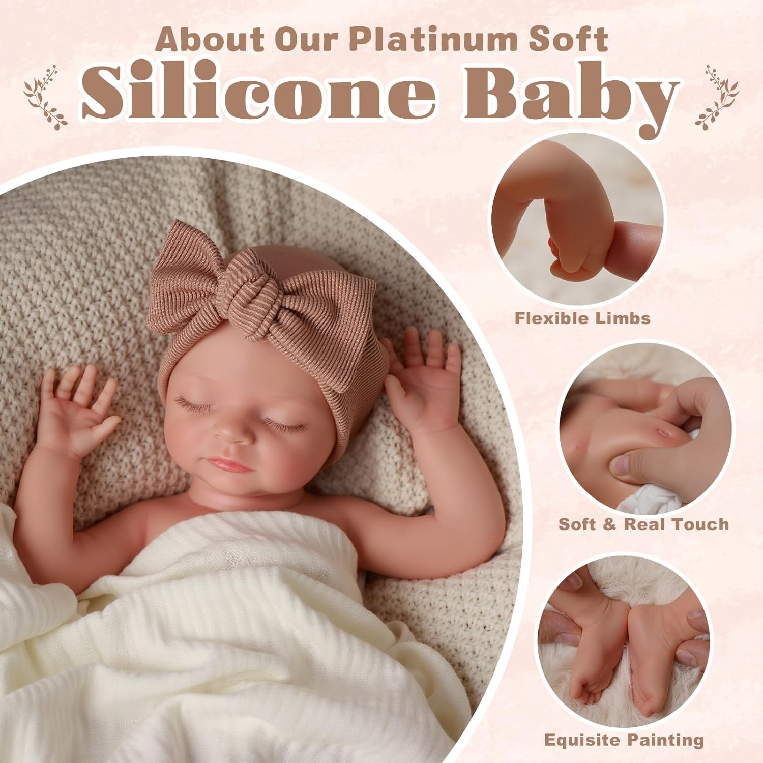 Thumbnail 1 de BABESIDE 16-Inch Weighted Silicone Baby Doll (Full Body, 4.4 lbs) — Waterproof Realistic Reborn Doll for Kids 3+ & Collectors