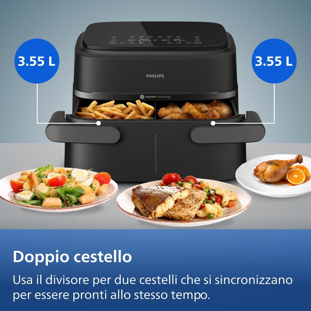 Thumbnail 4 de Philips Airfryer Serie 1000: Friggitrice ad aria Dual Basket da 7,1 L con RapidAir e 10 modalità