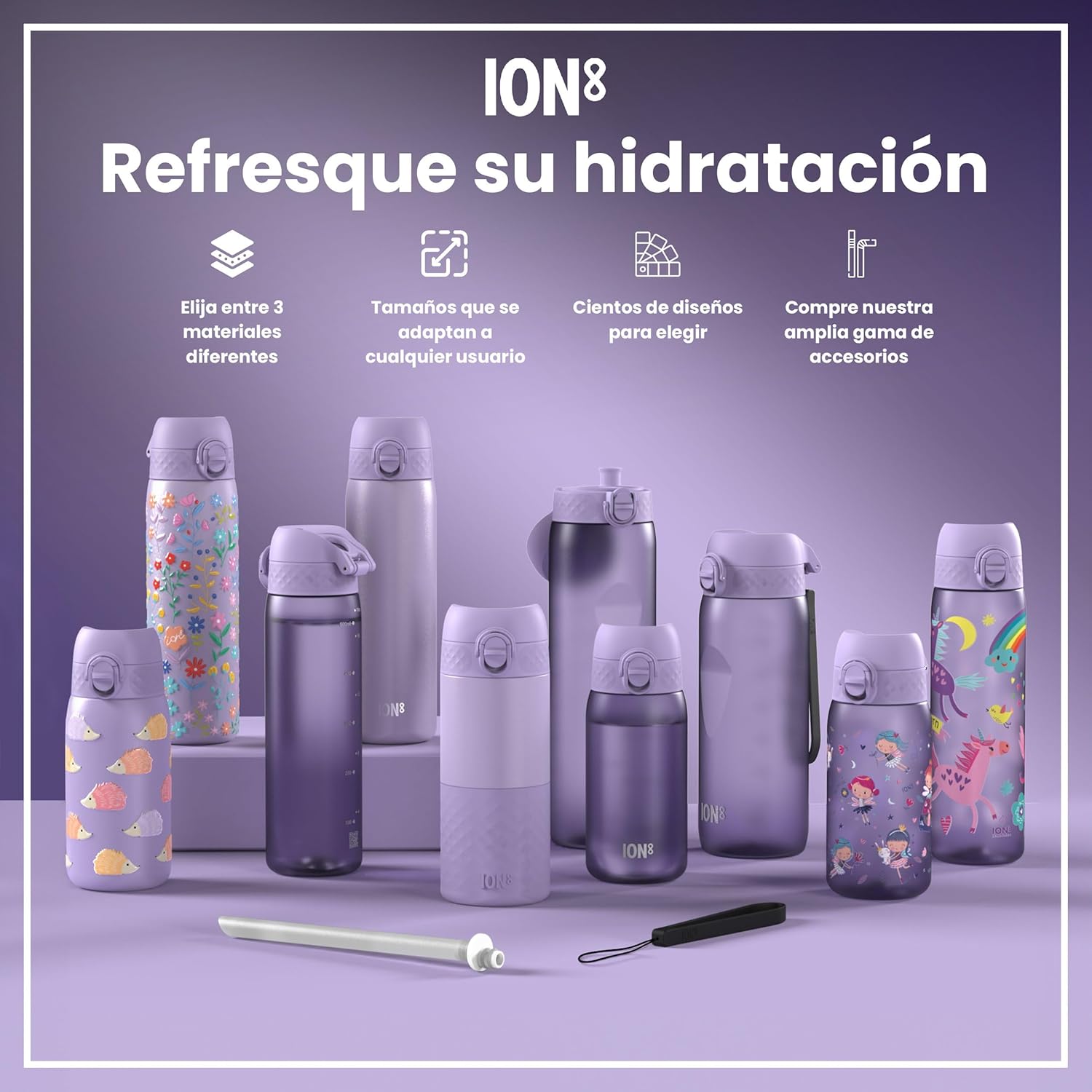 Thumbnail 6 de ion8 Botella de Agua Inox Térmica 500ml 🌸 Sin Fugas Fácil Abrir