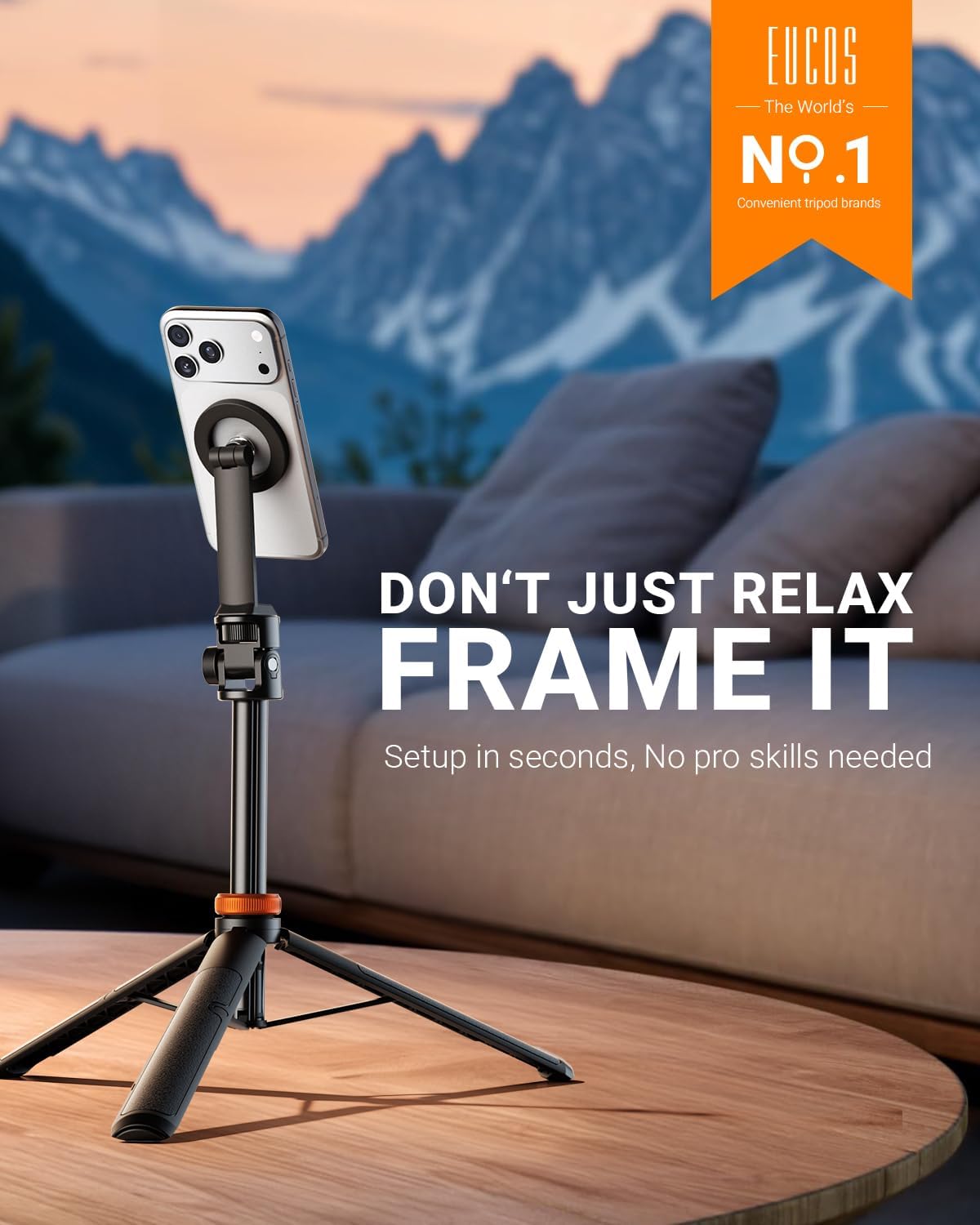 Thumbnail 3 de EUCOS 63" MagSafe Tripod: Extendable Selfie Stick, Magnetic Phone Holder, and Remote