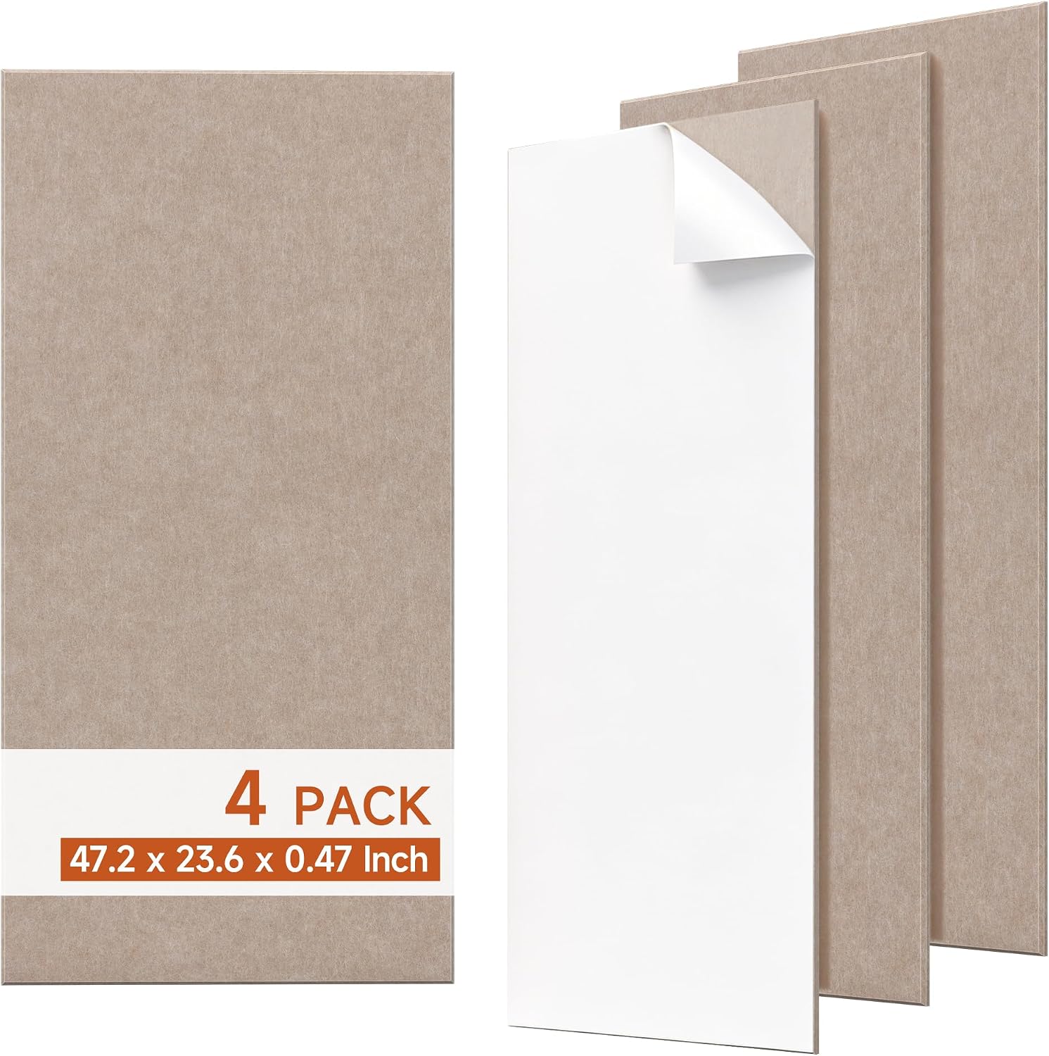 Detalle de Millcalm Large Acoustic Wall Panels, 4-Pack, Camel, Self-Adhesive, 0.47-Inch Thick
