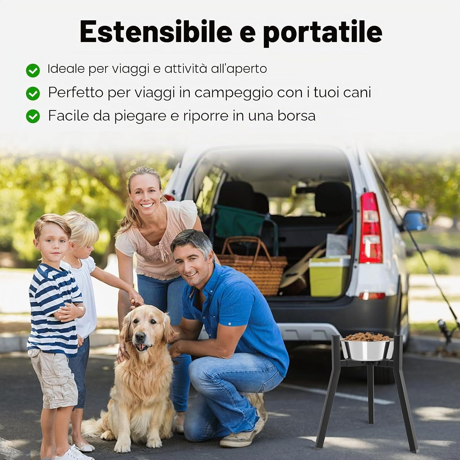 Detalle de Supporto rialzato per cani di taglia grande ADENGL: alimentazione comoda con larghezza regolabile