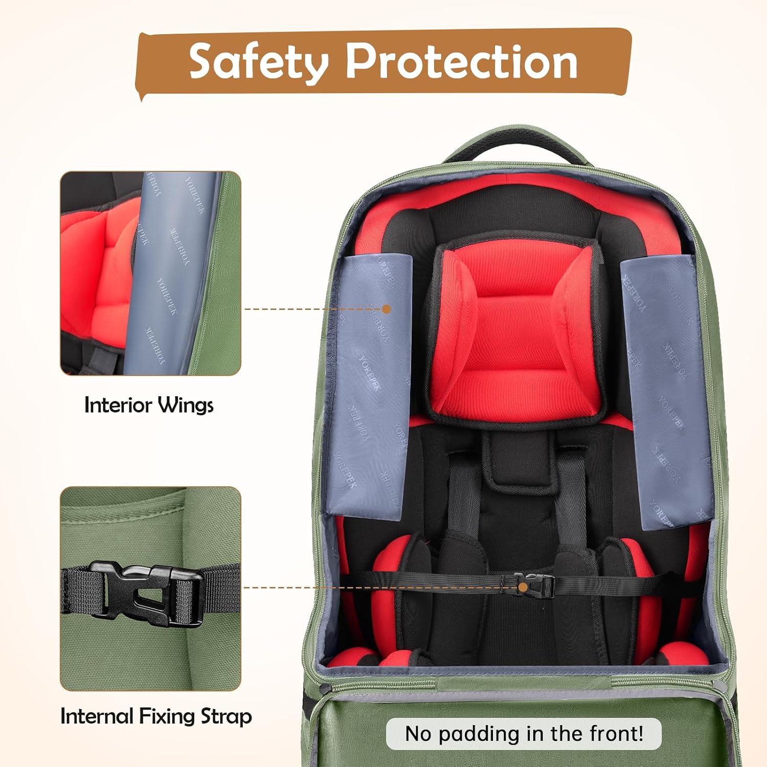 Detalle 1 de YOREPEK Padded Car Seat Travel Bag, 17" x 17" x 28", Backpack Straps