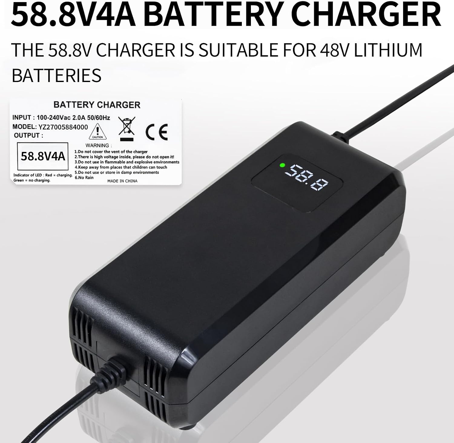 Detalle de 58.8V 4A battery charger for 52V lithium