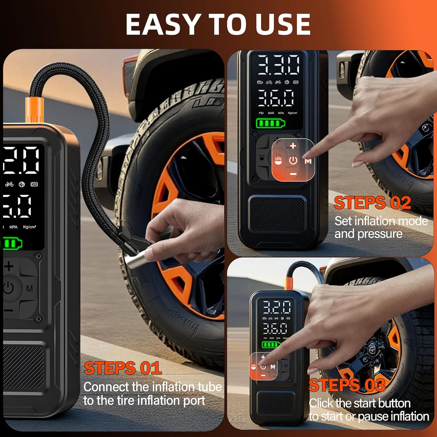 Detalle 2 de Calmara Y34 150 PSI Tire Inflator 6000mAh
