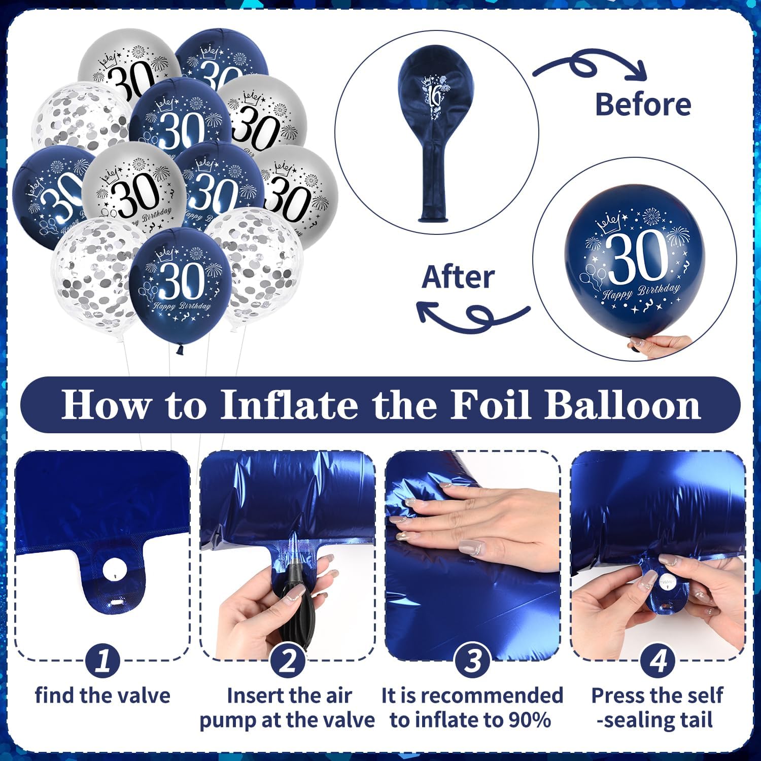 Thumbnail 6 de VICTERR 30th Birthday Banner with Balloons 🎈