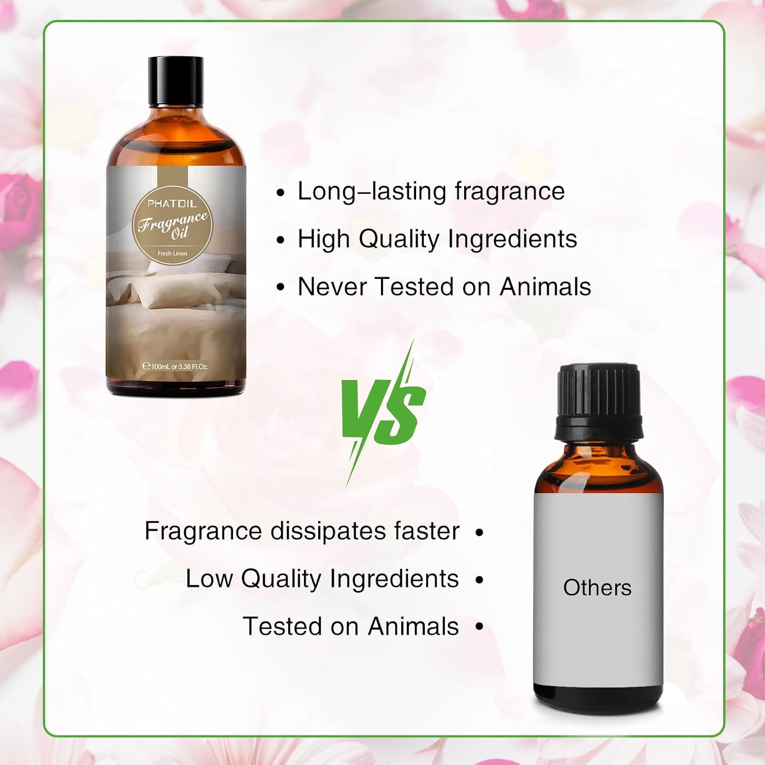 Detalle de PHATOIL Fresh Linen Fragrance Oil (100ml) for Diffusers, Candles, and Soaps