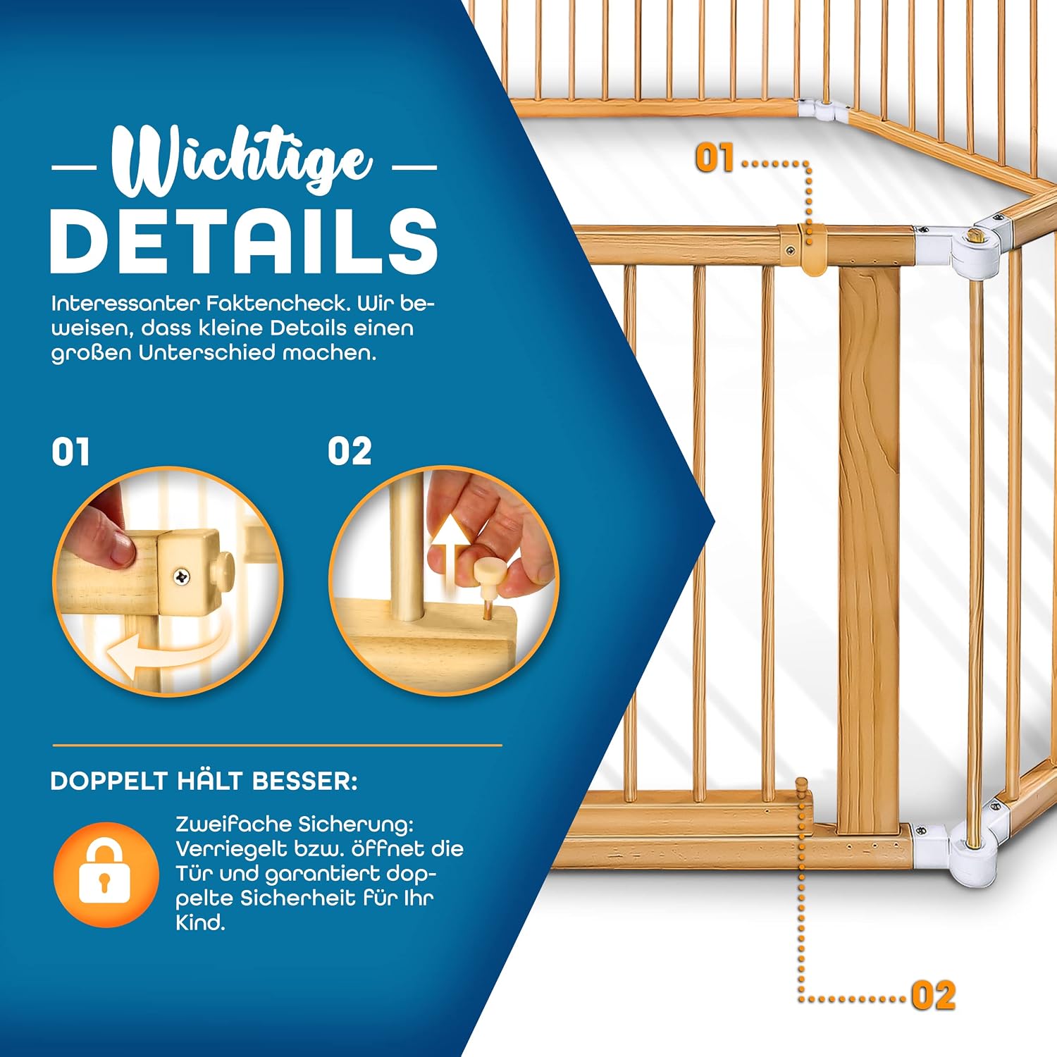 Detalle de KIDUKU 7,2 Meter Laufgitter XXL 8 Elemente