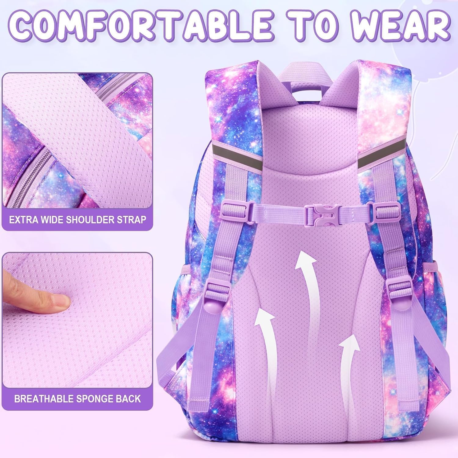Thumbnail 4 de Fimibuke 3-in-1 Kids Backpack Set for Girls: 17x12x6.5 Lightweight, Water-Resistant School Backpack with Insulated Lunch Box & Pencil Pouch