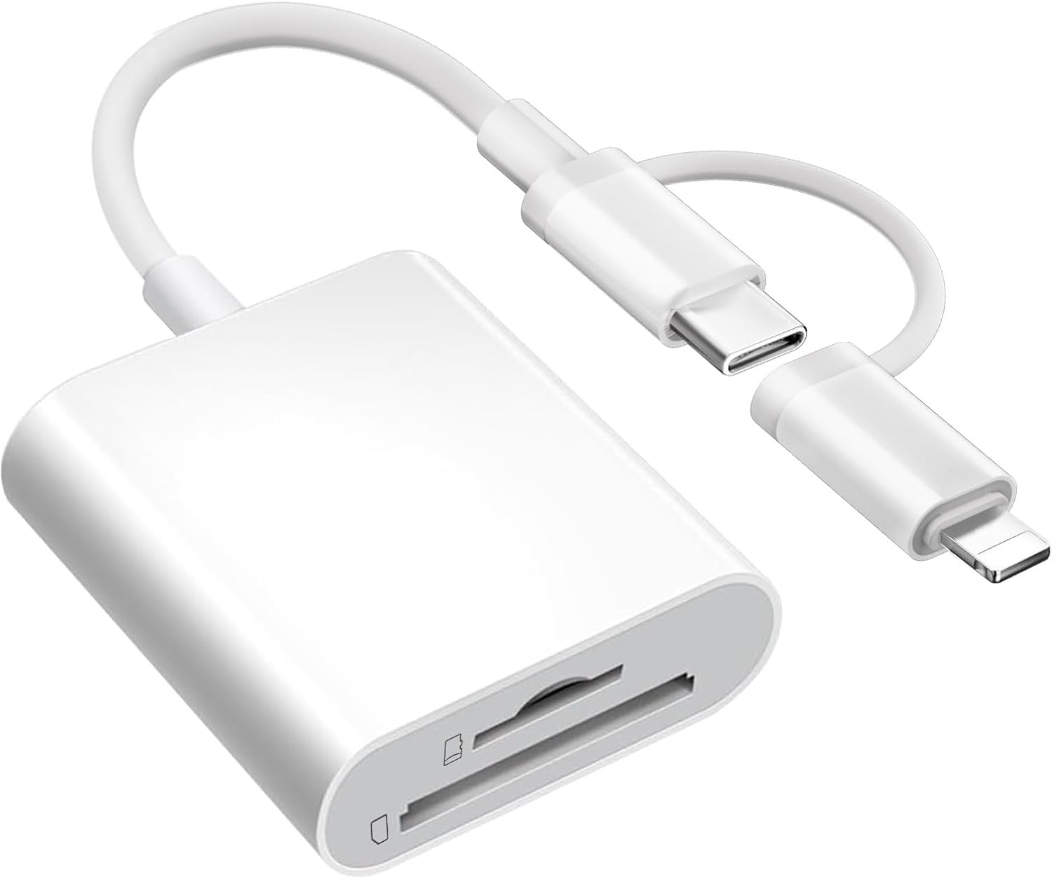 Dual Connectors Dual Slots SD Card Reader for iPhone