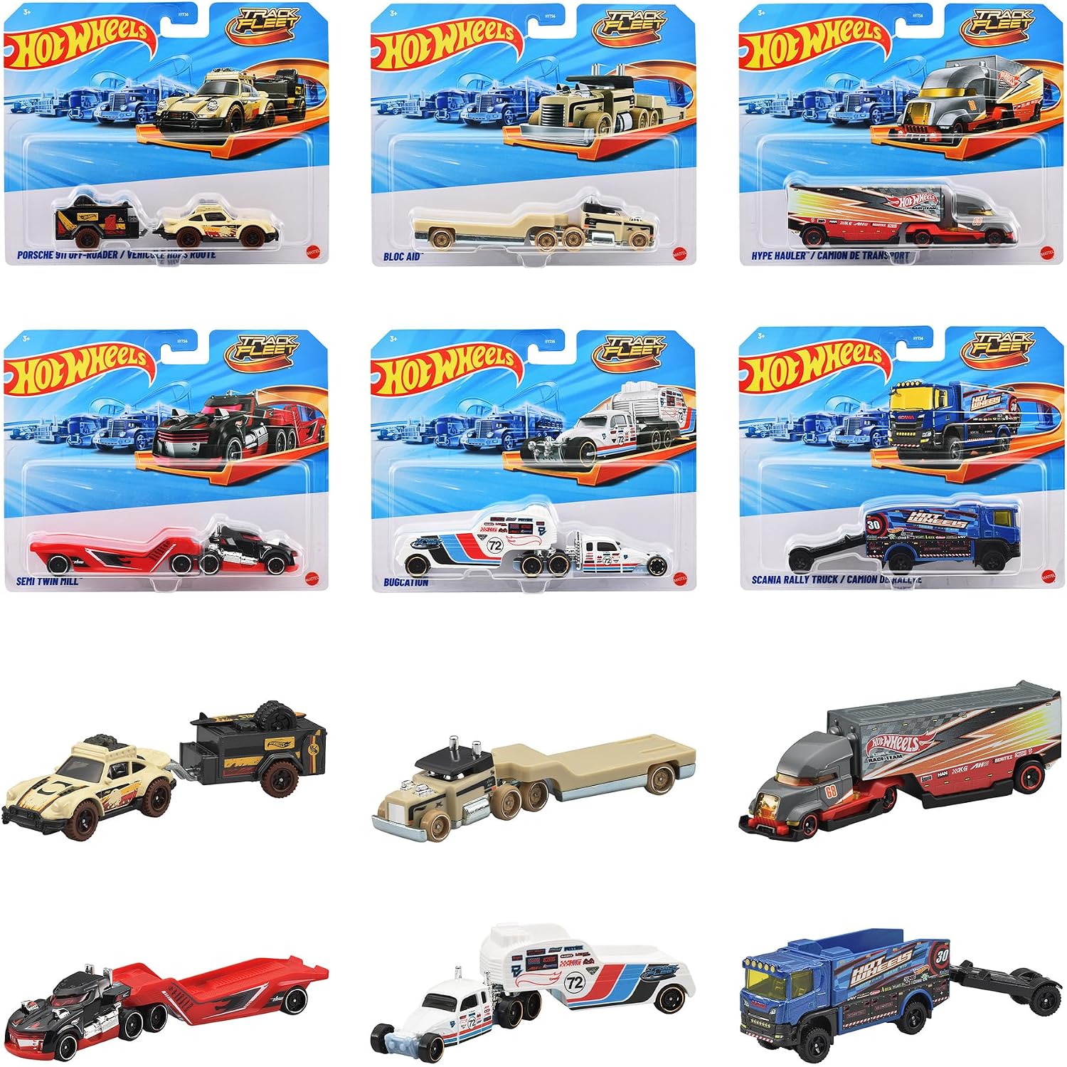 Detalle de Hot Wheels HYT56-986D トラック フリートアソート ミニカー 6台入り 1/64スケール