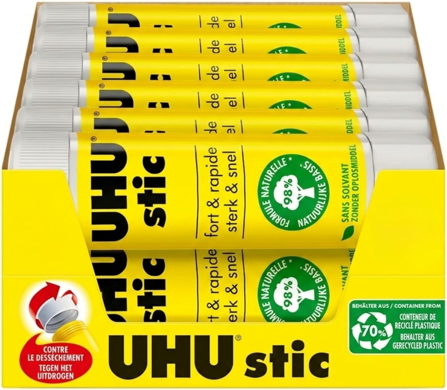 Detalle de UHU Stic - Bâton de Colle Sans Solvants, Lot de 12 sticks de 21 g