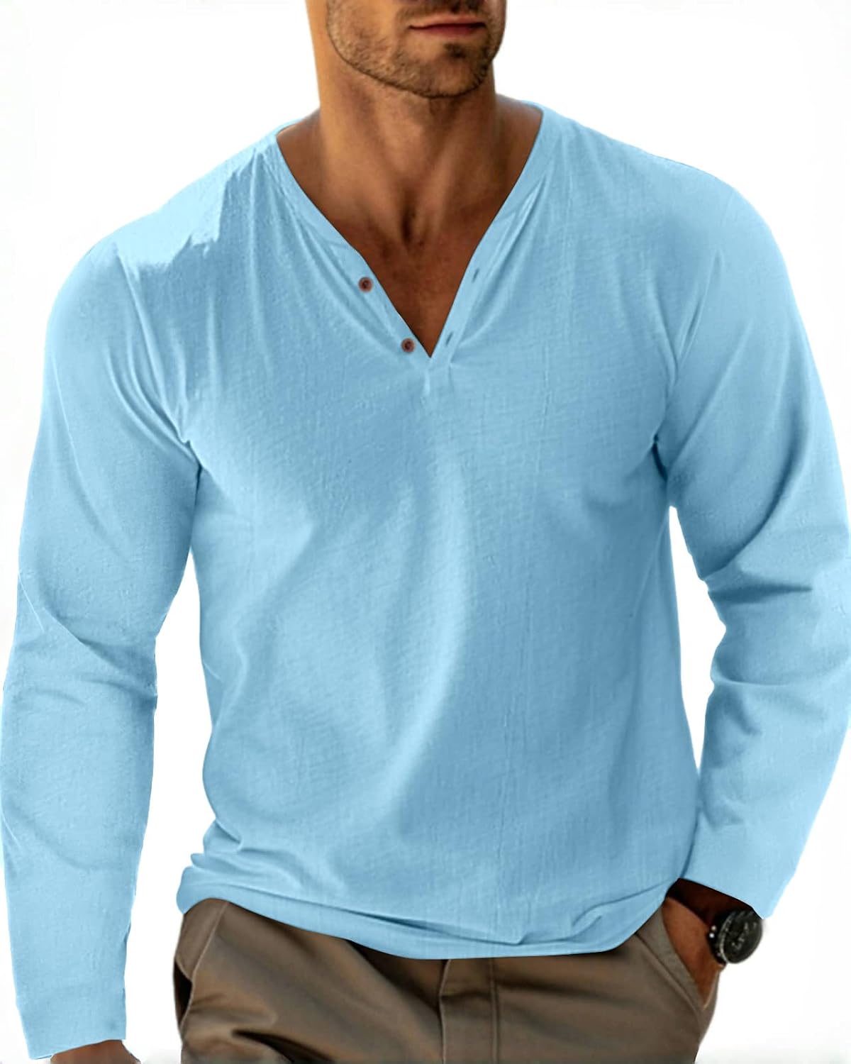 Thumbnail 6 de LAOARA T-Shirt Henley Homme Manches Longues