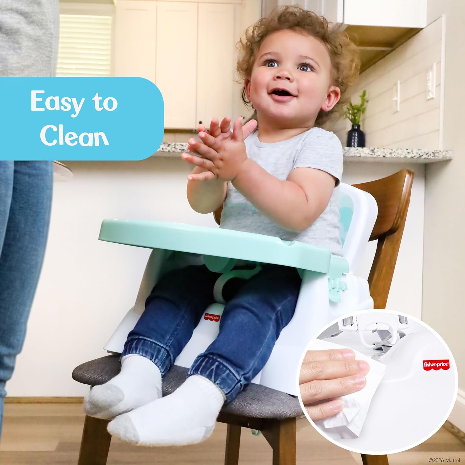 Detalle de Fisher-Price Feeding Booster Seat for Toddlers with Adjustable Tray, Foldable Design
