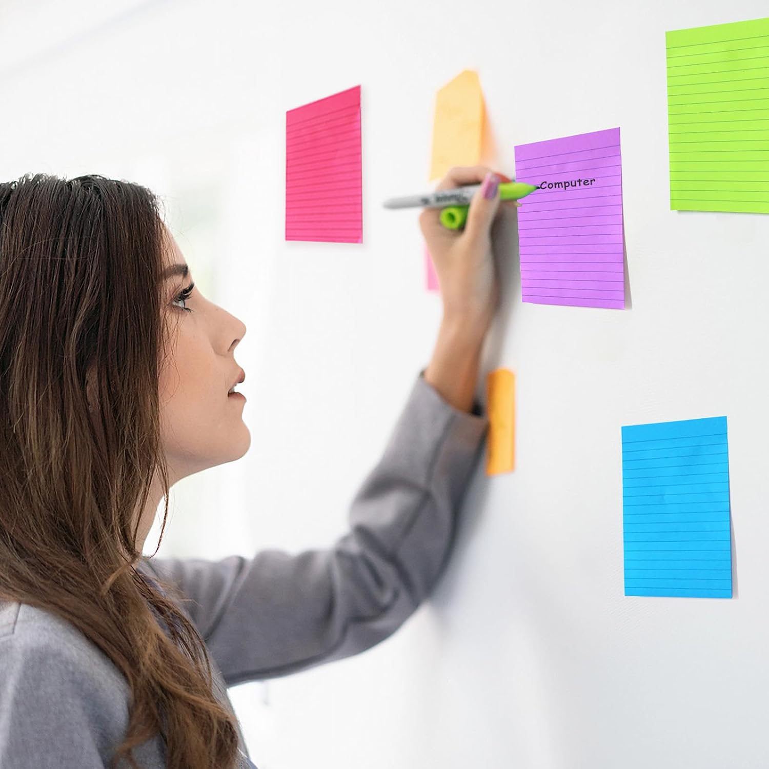 Thumbnail 4 de HQCME Large Lined Sticky Notes 4x6, 9 Pads, Bright Colors