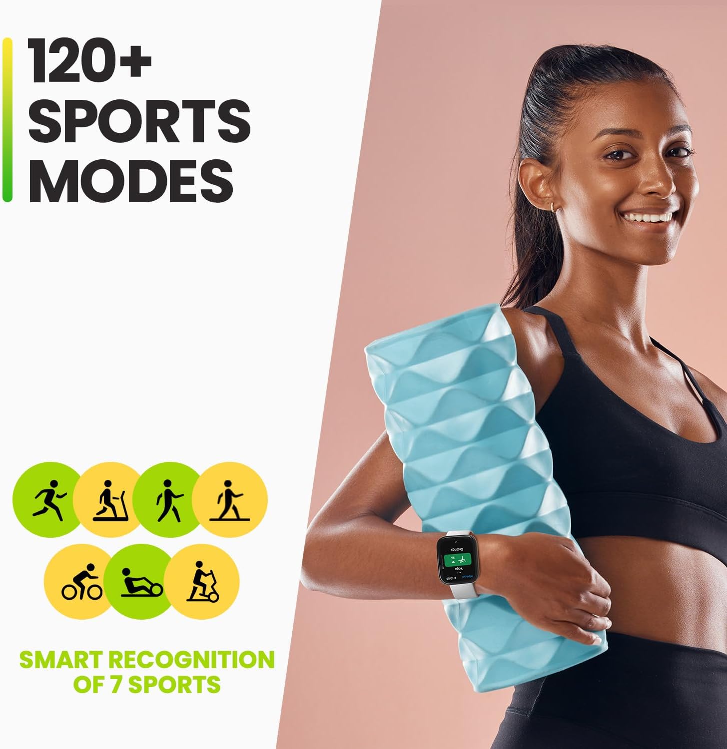 Detalle de Amazfit Bip 5 Smart Watch (46mm) with Bluetooth Calling, Alexa Built-in and GPS – Pink