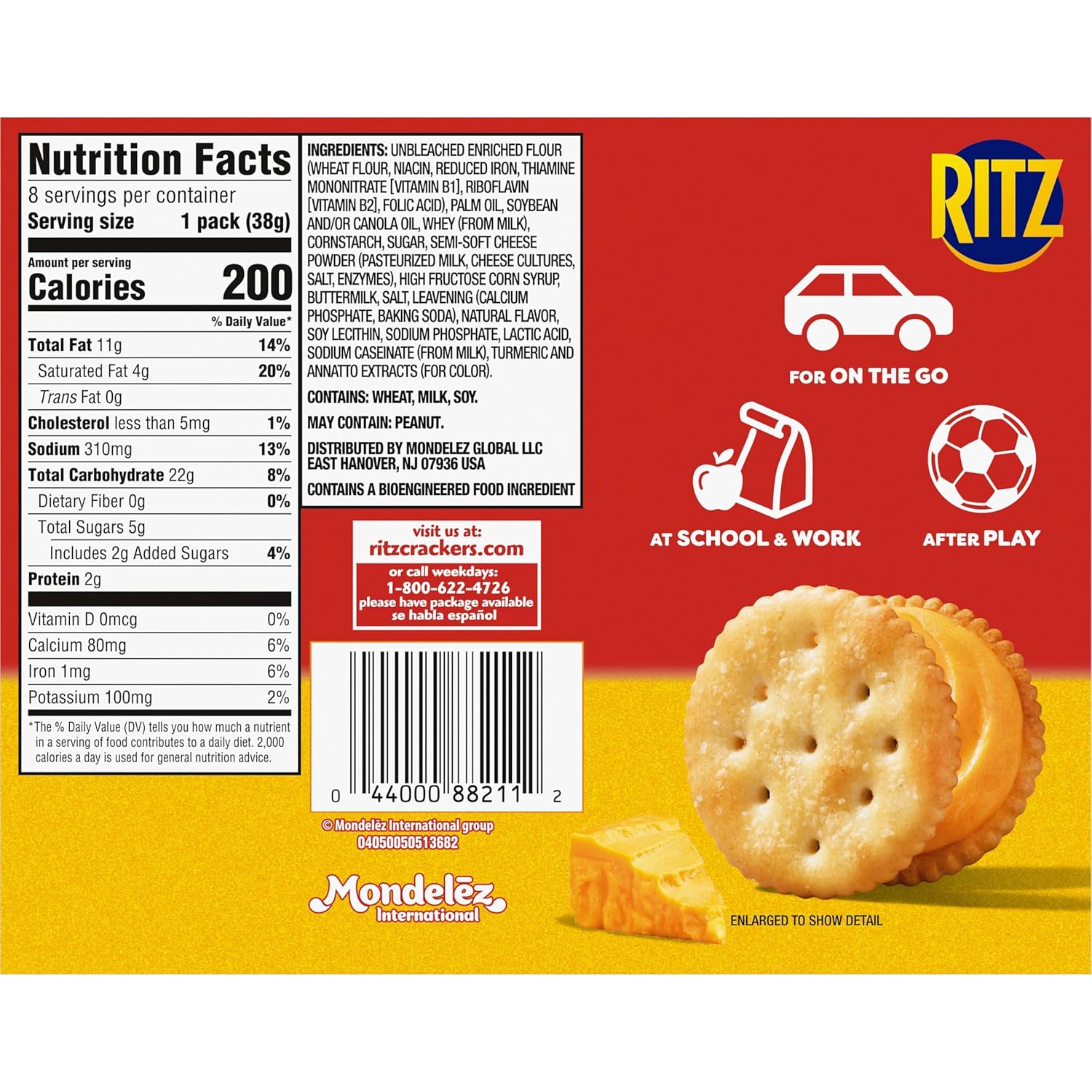 Detalle de RITZ -092021-v5 Cheese Sandwich Crackers, 48 Individually Wrapped Snack Packs