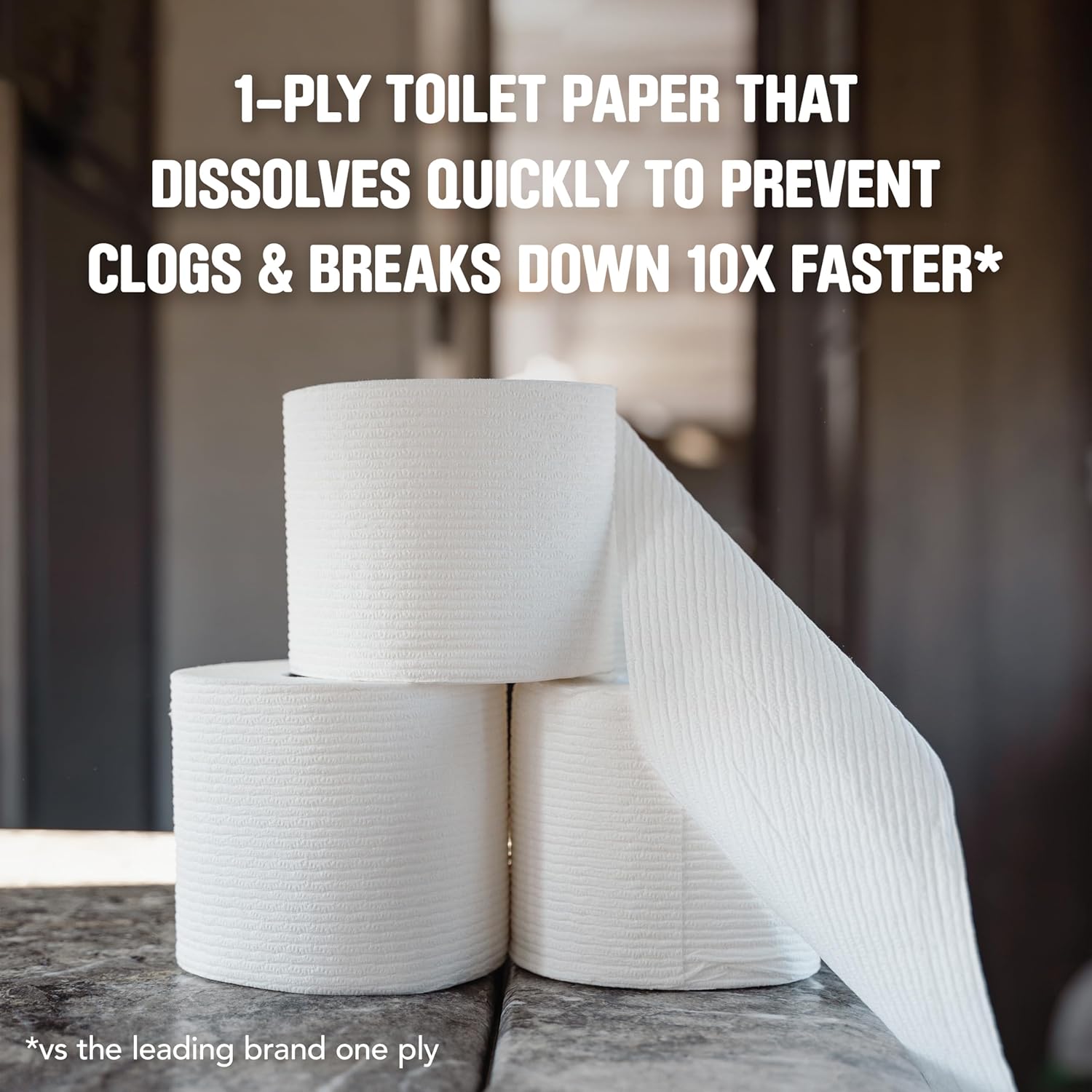 Detalle de Scott Rapid-Dissolving Toilet Paper: 48 Double Rolls, 1-Ply, Septic-Safe and RV/Boat Ready