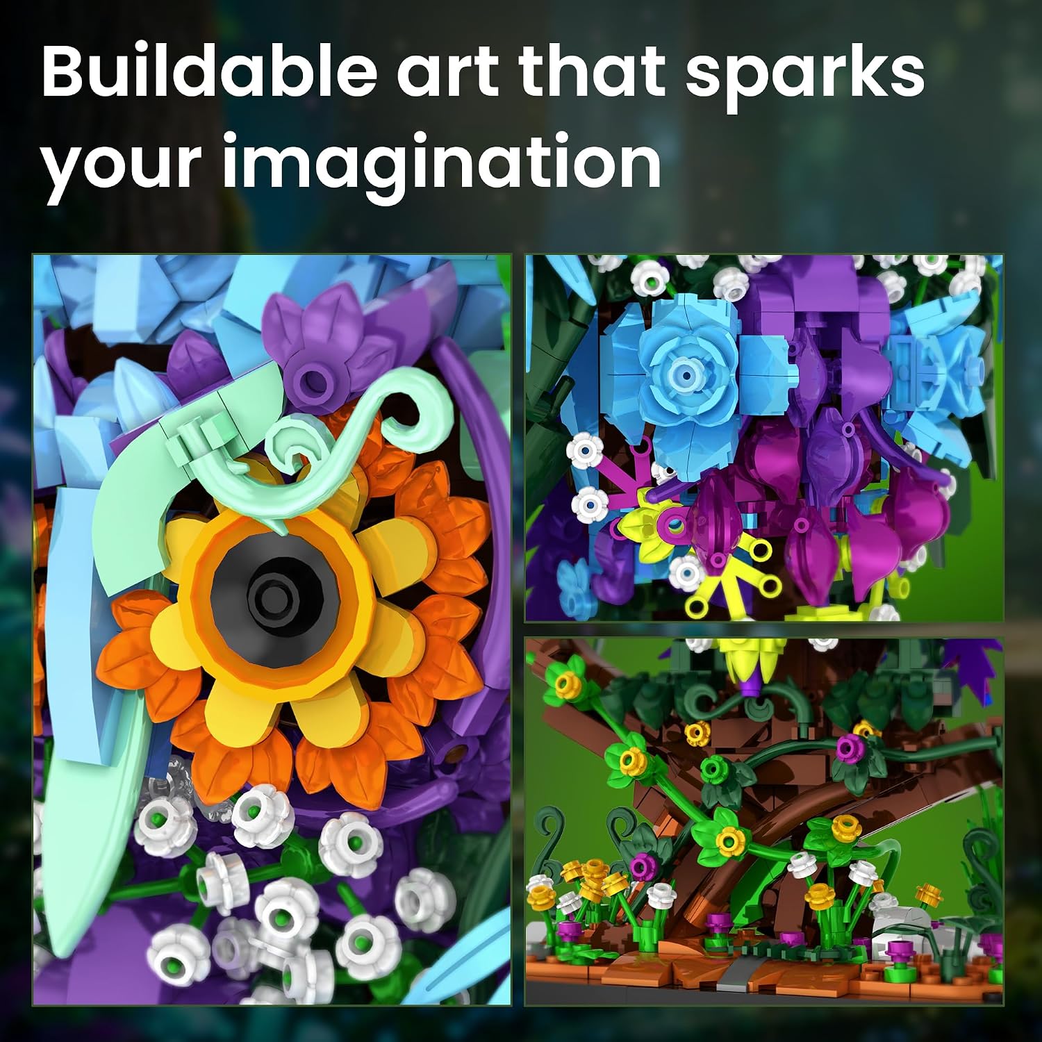 Detalle 1 de JOJO&Peach floral owl building set, 1309 pieces