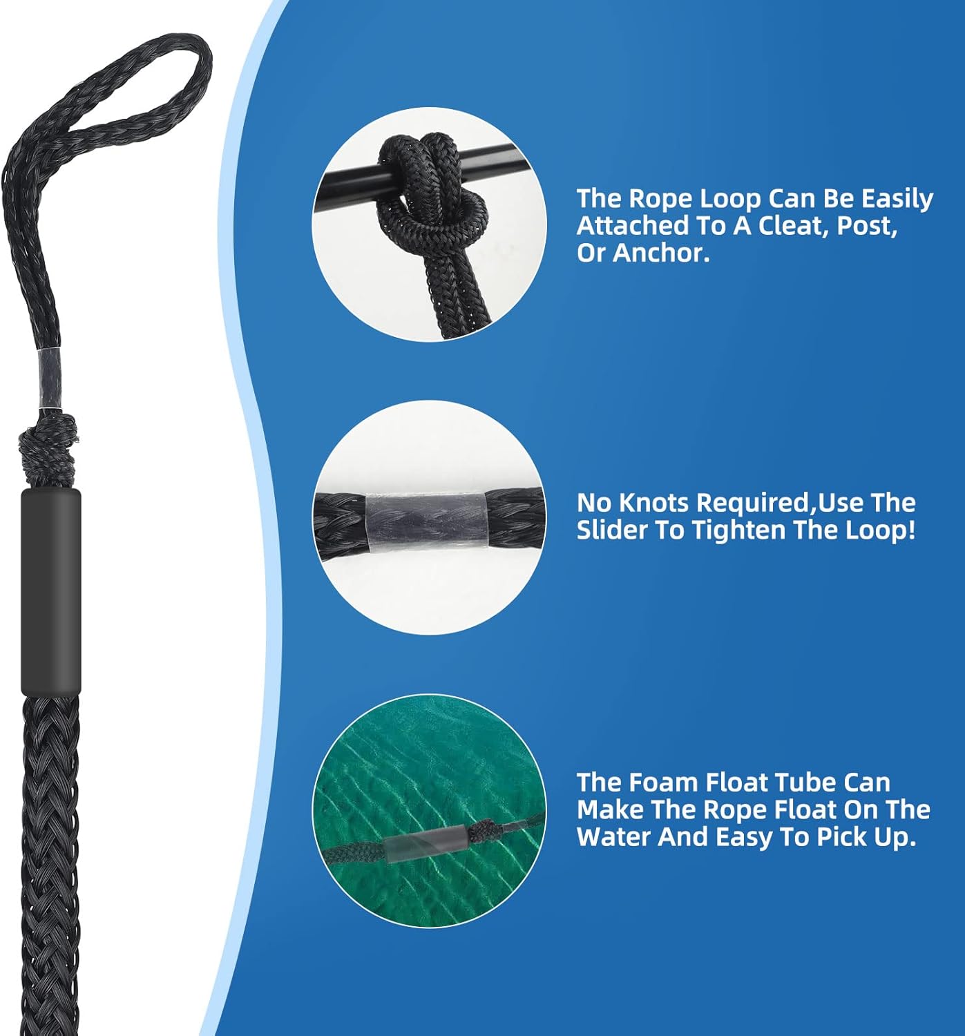 Thumbnail 3 de Bungee Dock Lines for Boats (4 ft, 2-Pack) with Shock Absorption and 316 Stainless Clips