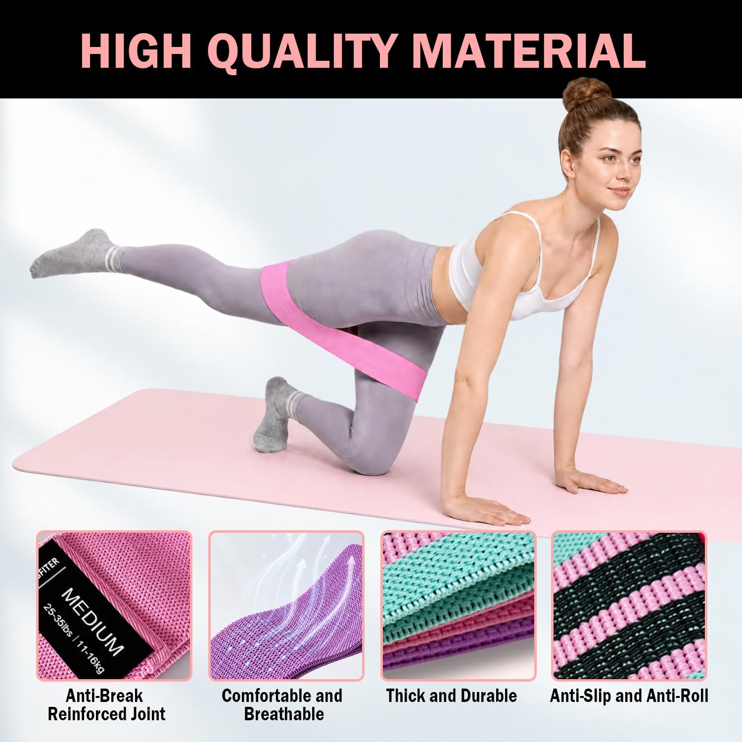 Thumbnail 2 de KANGFITER Fabric Resistance Bands 3-Pack 🏋