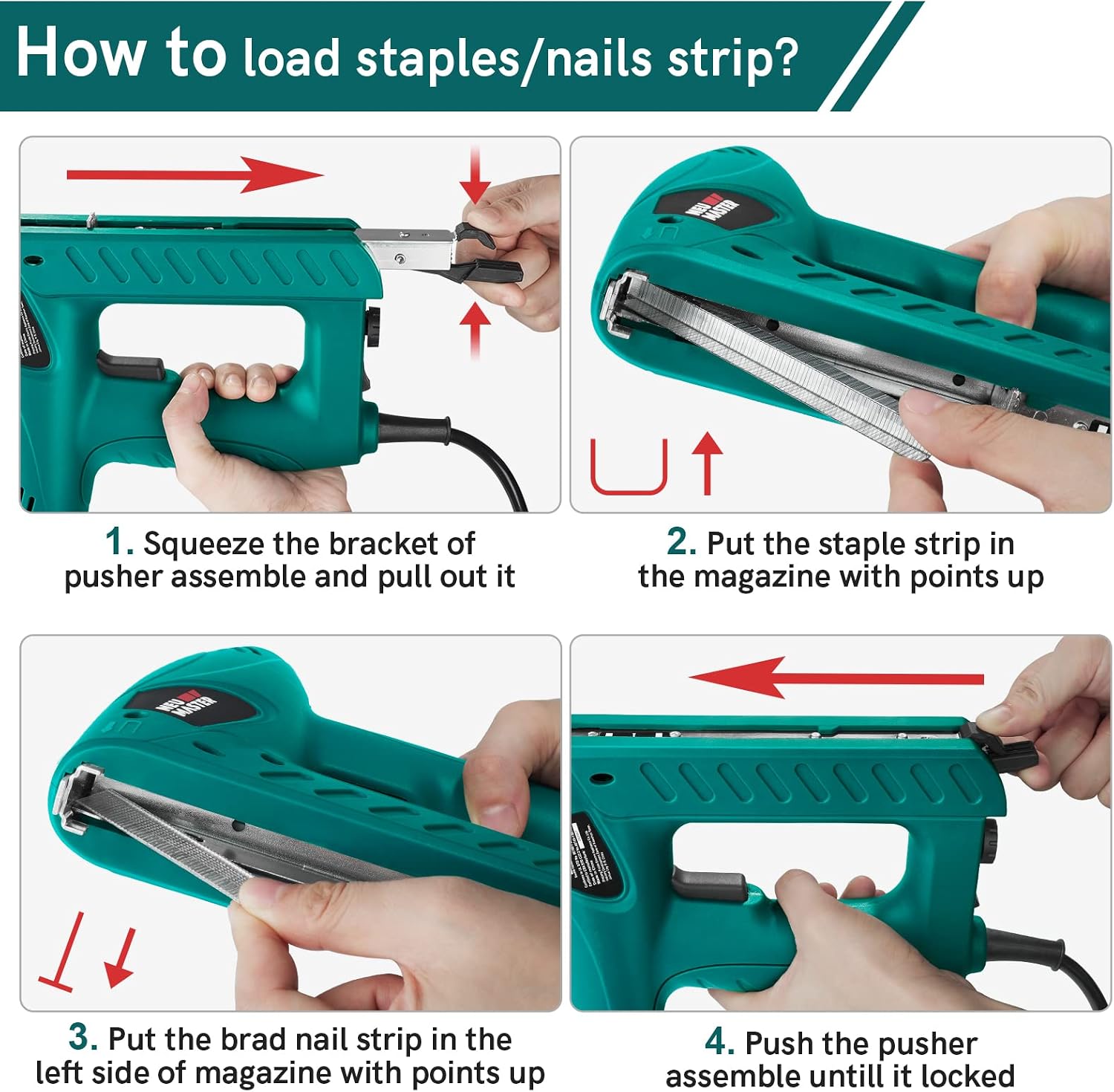 Detalle de NEU MASTER Electric Brad Nailer PLD6013: 2-in-1 Staple/Nail Gun for Basic Upholstery and Home Improvement